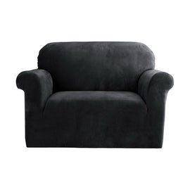 Artiss Sofa Cover Couch Covers 1 Seater Velvet Black