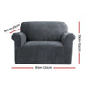 Artiss Velvet Sofa Cover Plush Couch Cover Lounge Slipcover 1 Seater Grey