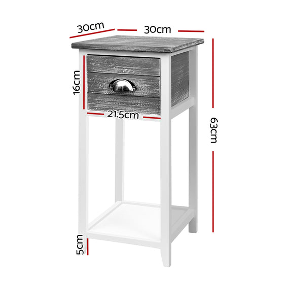 Artiss Bedside Table Nightstand Drawer Storage Cabinet Lamp Side Shelf Unit Grey