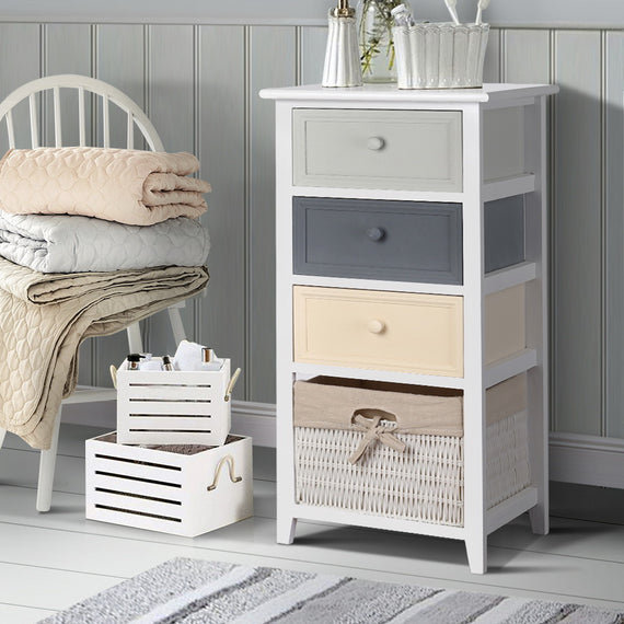 Artiss 3 Chest of Drawers with 1 Basket - BLUME