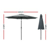 Instahut 3m Outdoor Umbrella Beach Pole Garden Patio Tilt Charcoal