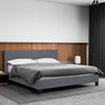 Milano Sienna Luxury Bed Frame Base And Headboard Solid Wood Padded Linen Fabric - Double - Grey