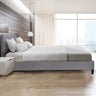 Milano Sienna Luxury Bed Frame Base And Headboard Solid Wood Padded Linen Fabric - Double - Grey