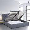 Milano Capri Luxury Gas Lift Bed Frame Base And Headboard With Storage - King - Grey