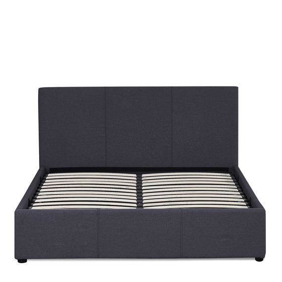 Milano Luxury Gas Lift Bed Frame Base And Headboard With Storage - King Single - Charcoal