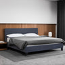 Milano Sienna Luxury Bed Frame Base And Headboard Solid Wood Padded Linen Fabric - King Single - Charcoal