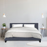 Milano Sienna Luxury Bed Frame Base And Headboard Solid Wood Padded Linen Fabric - King Single - Charcoal