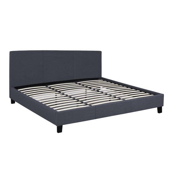 Milano Sienna Luxury Bed Frame Base And Headboard Solid Wood Padded Linen Fabric - King Single - Charcoal