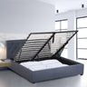 Milano Capri Luxury Gas Lift Bed Frame Base And Headboard With Storage - King Single - Charcoal