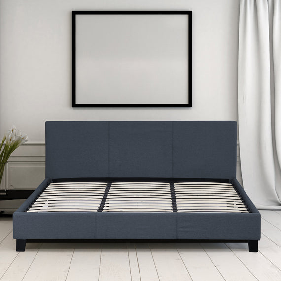 Milano Sienna Luxury Bed Frame Base And Headboard Solid Wood Padded Linen Fabric - Queen - Charcoal