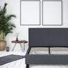 Milano Sienna Luxury Bed Frame Base And Headboard Solid Wood Padded Linen Fabric - Queen - Charcoal