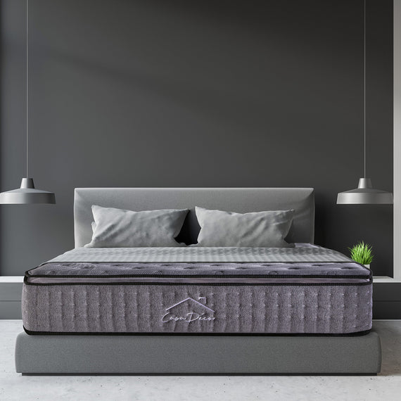 Casa Decor Bamboo Charcoal Mattress Pocket Spring Pillowtop 5 Zone 32cm Depth - Queen - Charcoal