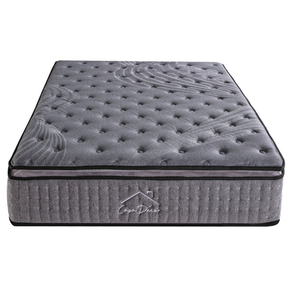 Casa Decor Bamboo Charcoal Mattress Pocket Spring Pillowtop 5 Zone 32cm Depth - Queen - Charcoal