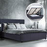 Milano Luxury Gas Lift Bed Frame Base And Headboard With Storage - Double - Charcoal