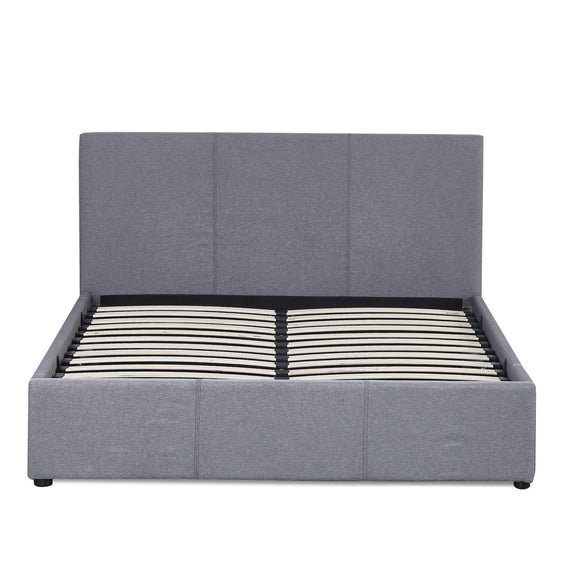 Milano Luxury Gas Lift Bed Frame Base And Headboard With Storage - King Single - Grey