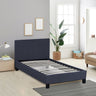 Milano Sienna Luxury Bed Frame Base And Headboard Solid Wood Padded Linen Fabric - Single - Charcoal