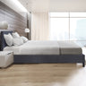 Milano Sienna Luxury Bed Frame Base And Headboard Solid Wood Padded Linen Fabric - Single - Charcoal