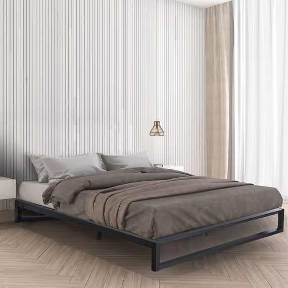 Milano Decor Florence Metal Bed Frame Mattress Base Platform Modern Black - Single - Black