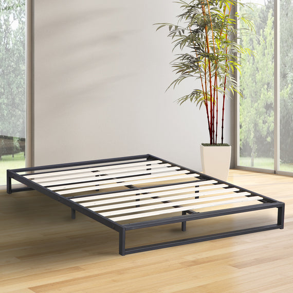 Milano Decor Florence Metal Bed Frame Mattress Base Platform Modern Black - King - Black