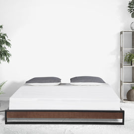 Milano Decor Sorrento Metal Wood Bed Frame Mattress Base Platform Modern Black - Double - Black