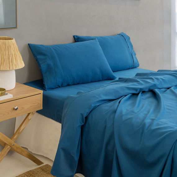 Royal Comfort 1000TC Balmain Hotel Grade Bamboo Cotton Sheets Pillowcases Set - Queen - Mineral Blue