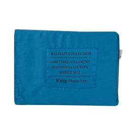 Royal Comfort 1000TC Balmain Hotel Grade Bamboo Cotton Sheets Pillowcases Set - King - Mineral Blue