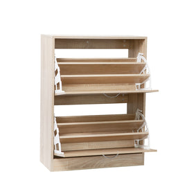 Milano Decor 24 Pair Wooden Shoe Cabinet Drawer Storage - Oak