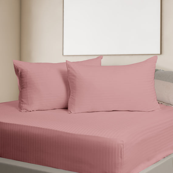 Kensington 1200 Thread Count 100% Egyptian Cotton Sheet Set Stripe - Queen - Desert Rose