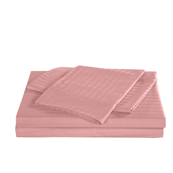 Kensington 1200 Thread Count 100% Egyptian Cotton Sheet Set Stripe - Super King - Desert Rose