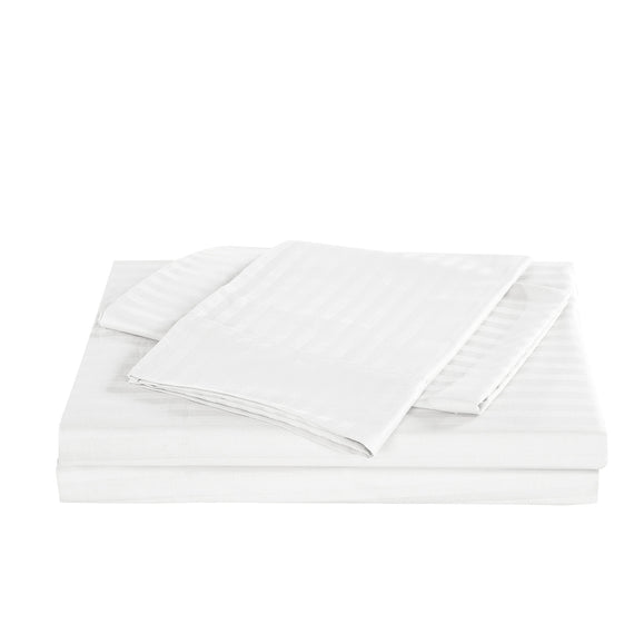 Royal Comfort Kensington 1200 Thread Count 100% Cotton Stripe Quilt Cover Set - Queen - White