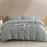 Royal Comfort Striped Flax Linen Blend Quilt Cover Set Soft Touch Bedding - Queen - Charcoal