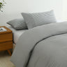 Royal Comfort Striped Flax Linen Blend Quilt Cover Set Soft Touch Bedding - Queen - Charcoal