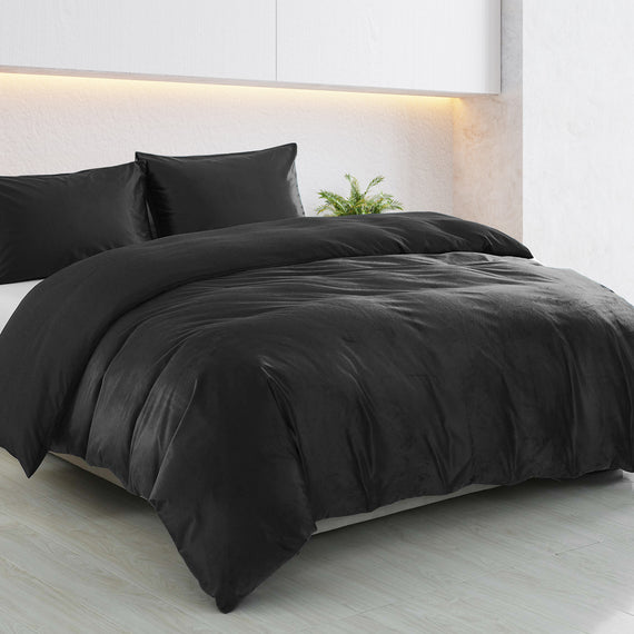 Royal Comfort Velvet Quilt Cover Set Super Soft Luxurious Warmth - Queen - Charcoal