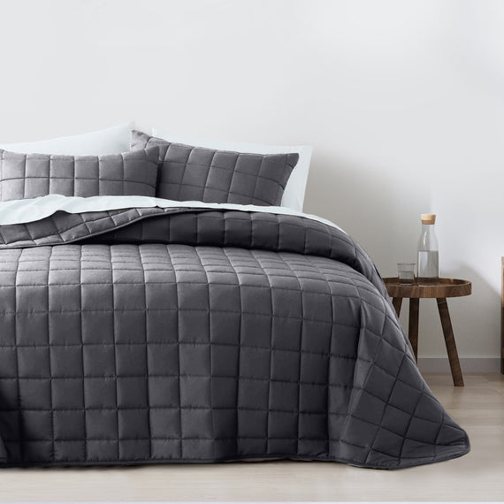 Royal Comfort Coverlet Set Bedspread Soft Touch Easy Care Breathable 3 Piece Set - Queen - Charcoal