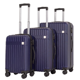 Milano Decor 3 Piece Luggage Set Travel Hard Case 20" 24" 28" Hard Case Durable - Blue