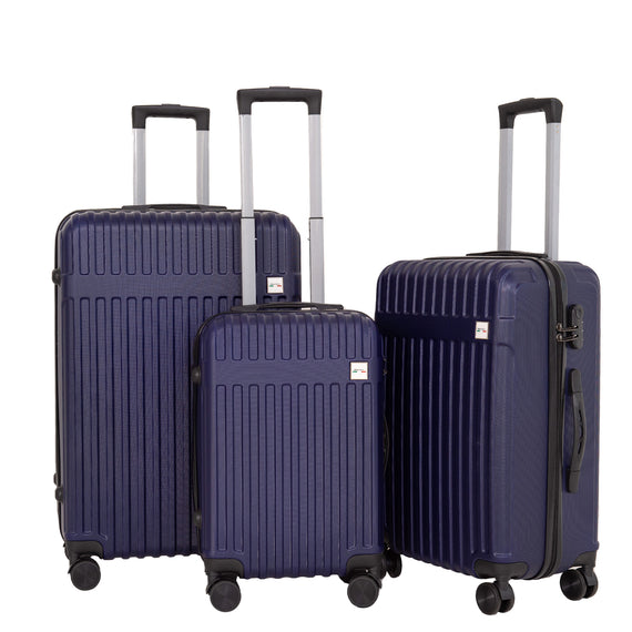 Milano Decor 3 Piece Luggage Set Travel Hard Case 20" 24" 28" Hard Case Durable - Blue