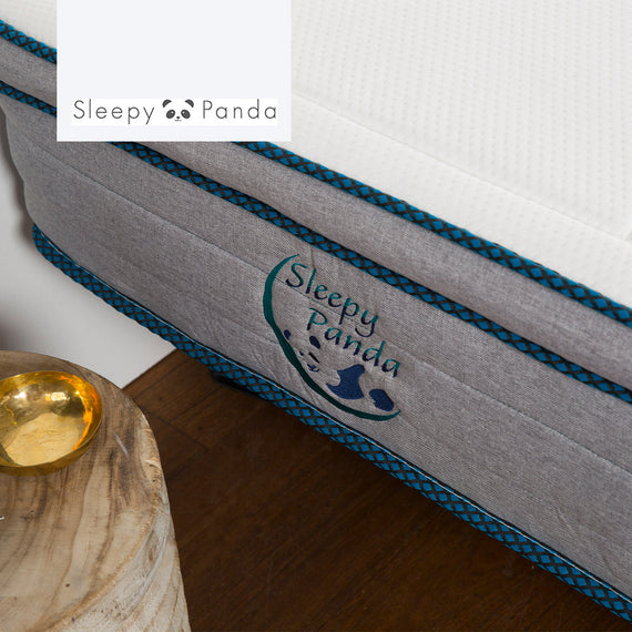 Sleepy Panda Mattress 5 Zone Pocket Spring EuroTop Medium Firm 30cm Thickness - King - White  Grey  Blue