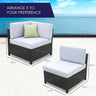 Milano 5 Piece Wicker Rattan Sofa Set Black Grey Outdoor Lounge Patio Furniture