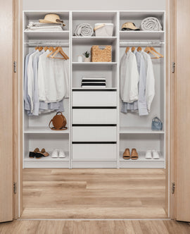 MALMO THREE SHELF/FOUR DRAWER WALK IN WARDROBE - FLUTED