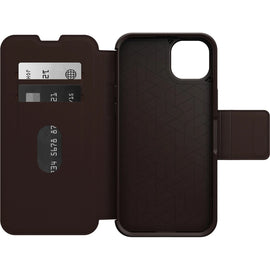 OTTERBOX Apple iPhone 14 Plus Strada Series Case - Espresso (Brown) (77-88554), Wireless Charge Compatible, Credit Card Storage