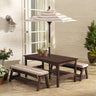 Outdoor Table & Bench Set with Cushions & Umbrella (Brown)