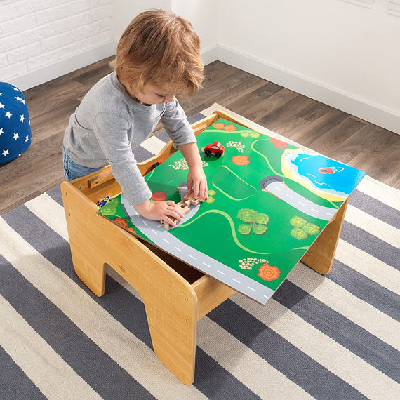 Lego Compatible 2 in 1 Activity Table for kids (Natural)