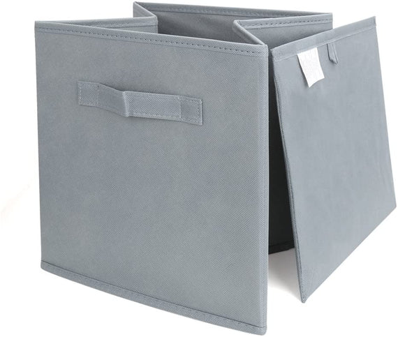 Pack of 6 Foldable Fabric Basket Bin Storage Cube for Nursery, Office and Home Decor (Grey)