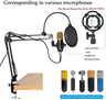 Microphone Radio Broadcasting Stand with 3/8"to 5/8" Screw Adapter and Windscreen Pop Filter