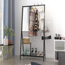 Multifunctional 5 In 1 Coat rack Entryway Hall Tree with Shoe Storage and Dressing Mirror (Black, 190 x 81 cm)