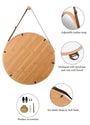 Hanging Round Wall Mirror 45 cm - Solid Bamboo Frame and Adjustable Leather Strap for Bathroom and Bedroom