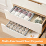 Set of 2 Fabric Drawer Organizer Divider Storage Boxes for Storing Socks, Underwear, Ties, Scarves (Grey)