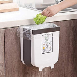 Hanging Trash Can Collapsible Small Garbage Waste Bin for Kitchen Cabinet Door (White)