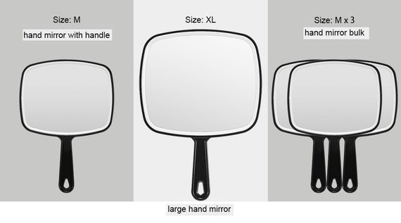 Extra Large Black Handheld Mirror with Handle (31,5 x 23 cm)