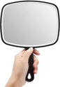 Extra Large Black Handheld Mirror with Handle (24 x 16 cm)